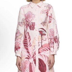 Leo Lin Italian cotton mini pink floral pattern dress